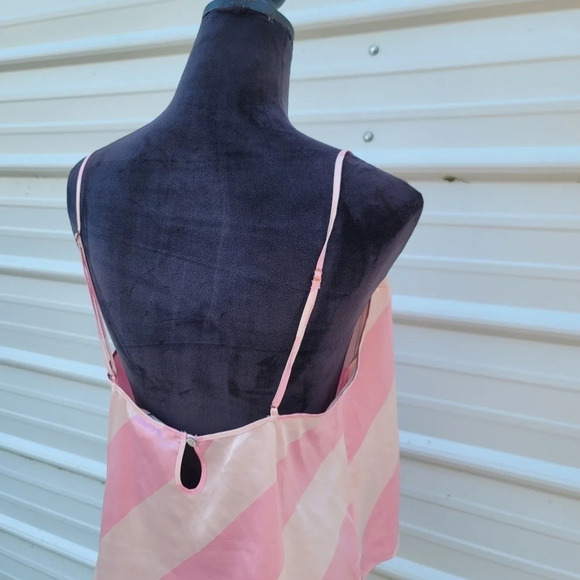 NWT VICTORIAS SECRET SATIN Pink Striped Keyhole CAMI VS SLEEP SHIRT TANK TOP L - Picture 5 of 9